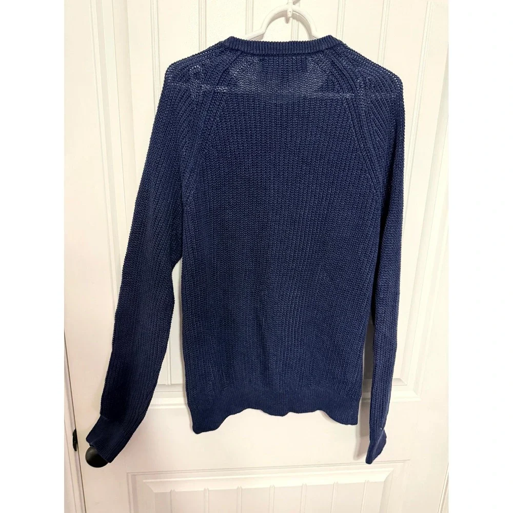 Banana Republic Linen Sweater Mens Large Navy Blue Italian Linen EUC